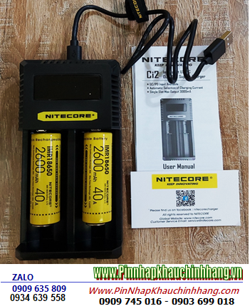 Nitecore Ci2 - kèm 02 pin sạc Nitecore IMR18650 Lithium 3.7v 2600mAh /Dòng xả 40A) chính hãng